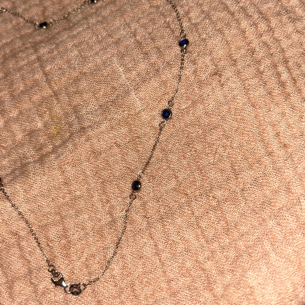 Haverhill 18k White Gold Necklace with Sapphires 🤍 - Picture 11 of 13